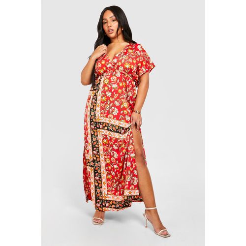 Grande Taille - Robe Longue À Manches Larges Et Imprimé Cachemire - boohoo - Modalova