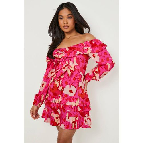 Petite" - Robe Courte Fleurie À Volants - boohoo - Modalova