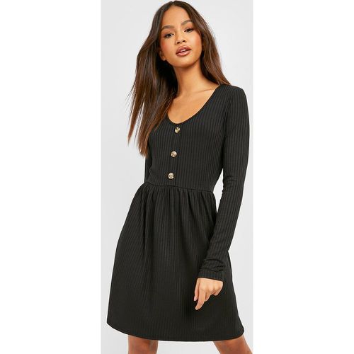 Robe Babydoll Côtelée Boutonnée - boohoo - Modalova