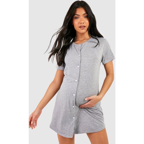 Maternité - Nuisette De Grossesse Boutonnée En Jersey - boohoo - Modalova