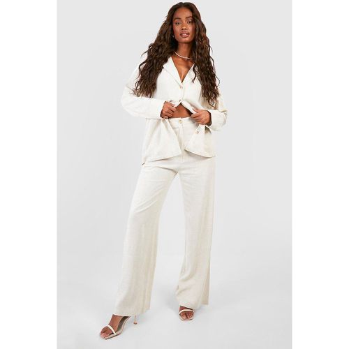 Pantalon De Tailleur Large En Lin - boohoo - Modalova