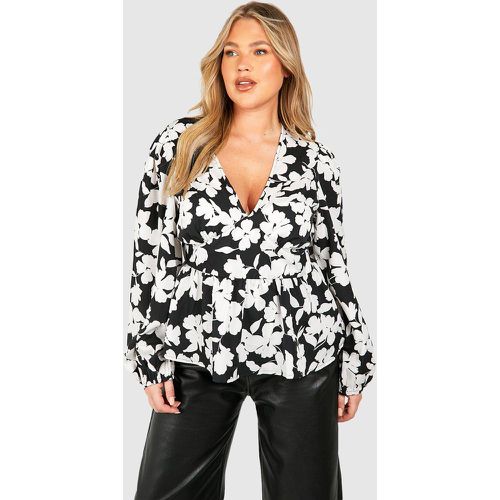 Grande Taille - Top À Volants Et Imprimé Fleuri - boohoo - Modalova