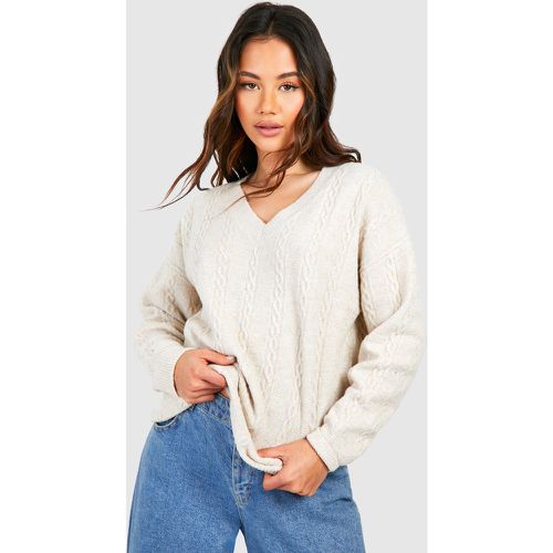 Pull Oversize À Col V En Maille Douce - boohoo - Modalova