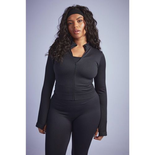 Grande Taille - Veste Côtelée Zippée Sans Coutures - - 44-46 - boohoo - Modalova