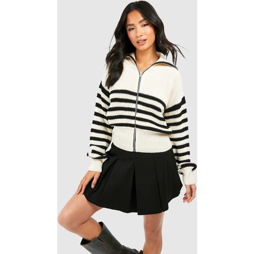 Petite" - Cardigan Zippé À Rayures - boohoo - Modalova