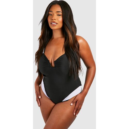 Grande Taille - Maillot De Bain Contrastant - boohoo - Modalova