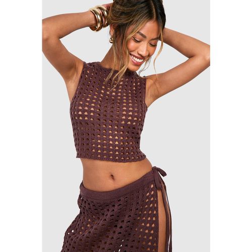 Crop Top En Crochet À Col Nageur - boohoo - Modalova