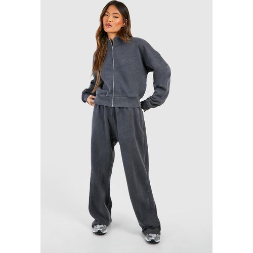 Washed Funnel Neck Zip Through Bomber Tracksuit - boohoo - Modalova