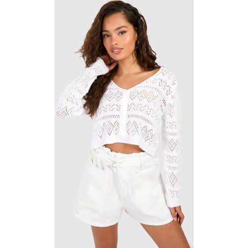 Crochet Scoop Neck Jumper - boohoo - Modalova