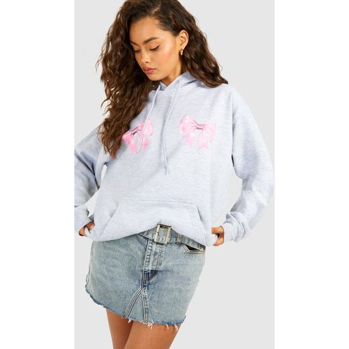 Bow Print Oversized Hoodie - boohoo - Modalova