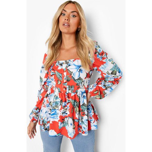 Grande Taille - Top Péplum À Imprimé Fleuri - boohoo - Modalova