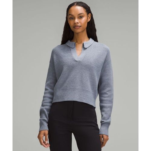 – Pull à cols – mélange de laine mérinos – Bleu – Taille L - lululemon - Modalova