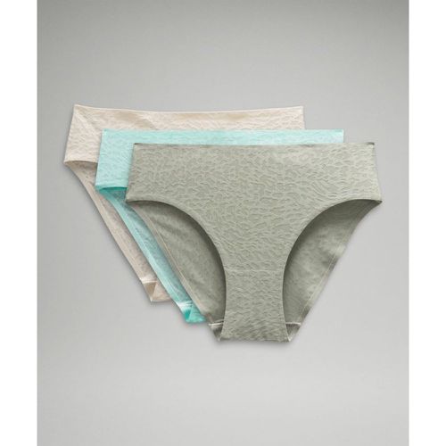 – Culotte bikini InvisiWear en dentelle technique taille mi-haute Lot de 3s – Gris/É – Taille L - lululemon - Modalova