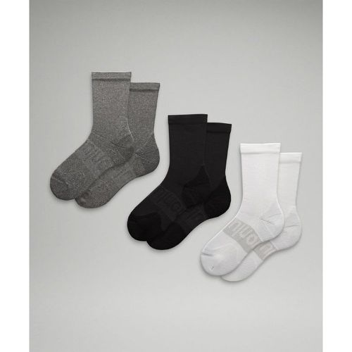 – Chaussettes Power Stride mi-hautes Lot de 3s – Blanc/Gris/Noir – Taille L - lululemon - Modalova