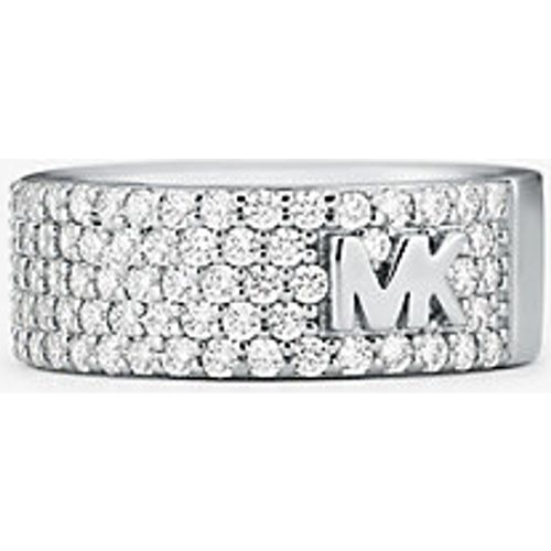 MK Bague Mott à logo en argent sterling plaqué en métal précieux et sertie pavé - Michael Kors - Modalova