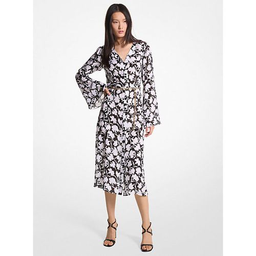 MK Robe en crêpe georgette à fleurs en négatif - /BLANC() - Michael Kors - MICHAEL Michael Kors - Modalova