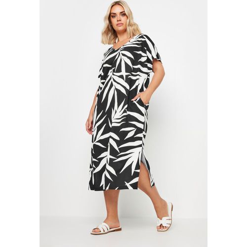 Curve Black Tropical Print Midaxi Tshirt Dress, Grande Taille & Courbes - Yours - Modalova