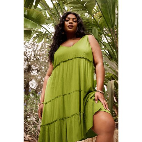 Limited Collection Robe Olive Midi Smocké Ficelles À Noeuds , Grande Taille & Courbes - Yours - Modalova