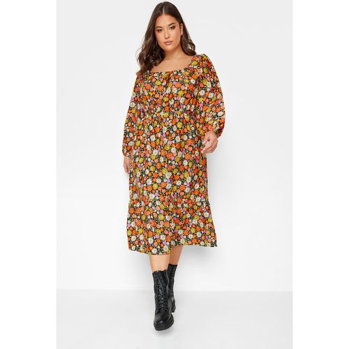 Robe Multifloral Manches Ballons , Grande Taille & Courbes - Yours - Modalova