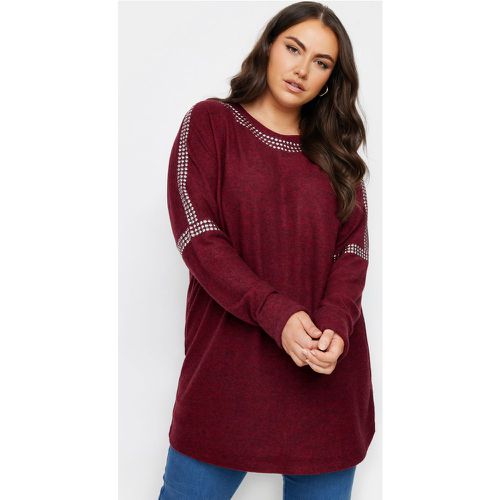 Curve Red Stud Sleeve Embellished Jumper, Grande Taille & Courbes - Yours - Modalova