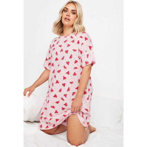 Curve Pink Watermelon Print Sleep Tee Nightdress - Yours - Modalova