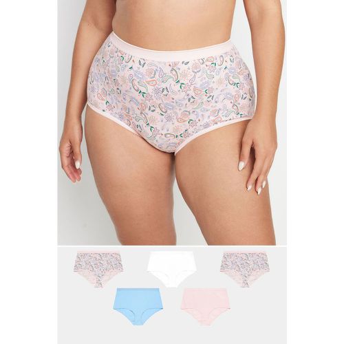 Curve 5 Pack Pink Paisley Print Full Briefs - Yours - Modalova