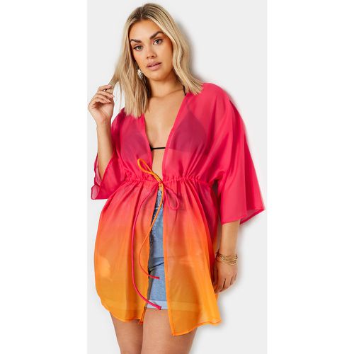Kimono De Plage Orange & Ombré Transparent , Grande Taille & Courbes - Yours - Modalova