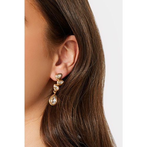 Gold Cluster Diamante Drop Earrings - Yours - Modalova