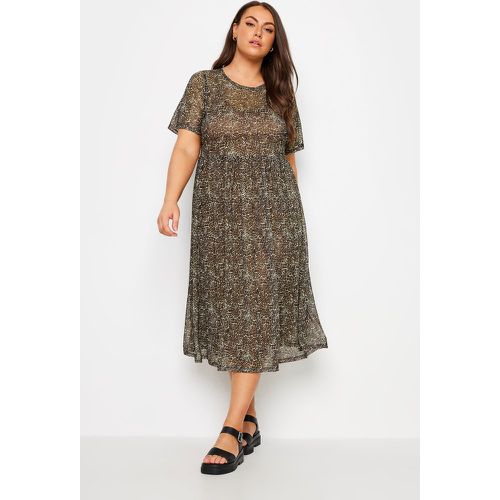 Curve Brown Leopard Print Smock Dress, Grande Taille & Courbes - Yours - Modalova
