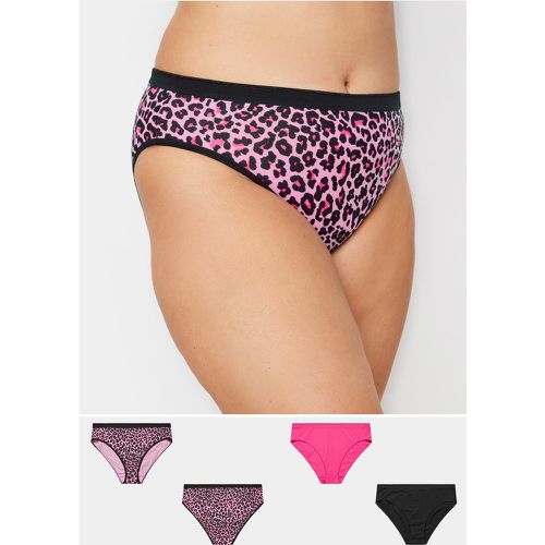 Pack Curve Pink Leopard Print High Leg Knickers - Yours - Modalova
