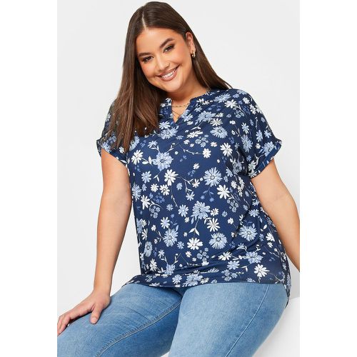 Tshirt Marine Floral Manches Courtes , Grande Taille & Courbes - Yours - Modalova