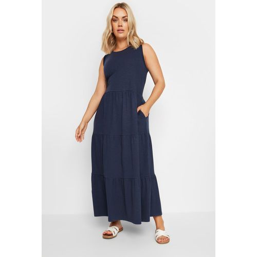 Curve Navy Blue Tiered Midaxi Dress, Grande Taille & Courbes - Yours - Modalova