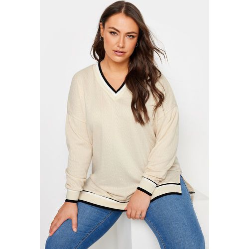 Curve White Cable Knit Sweatshirt, Grande Taille & Courbes - Yours - Modalova