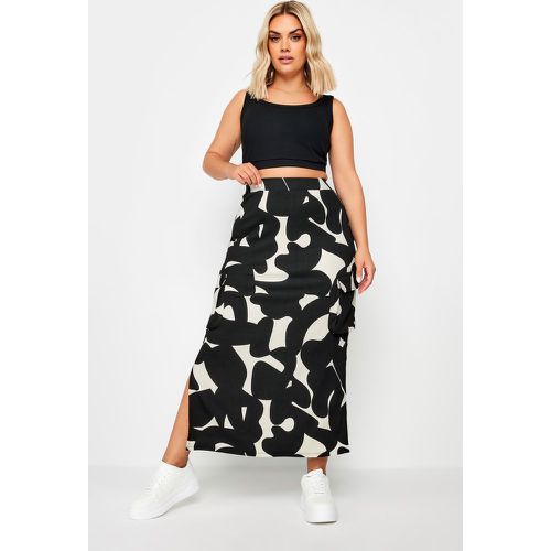 Curve Black Abstract Print Textured Maxi Skirt, Grande Taille & Courbes - Yours - Modalova