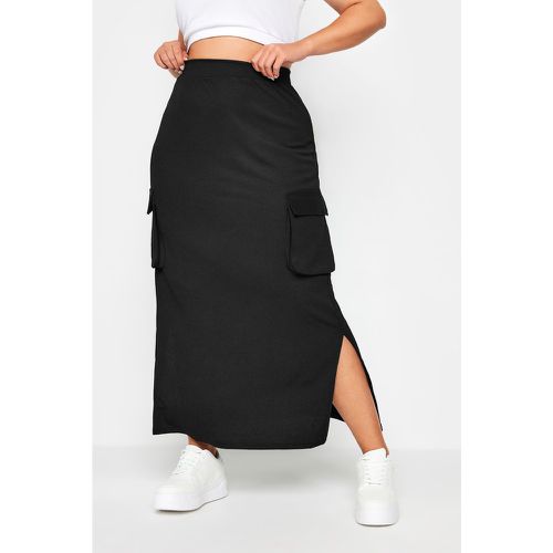 Curve Black Textured Utility Maxi Skirt, Grande Taille & Courbes - Yours - Modalova