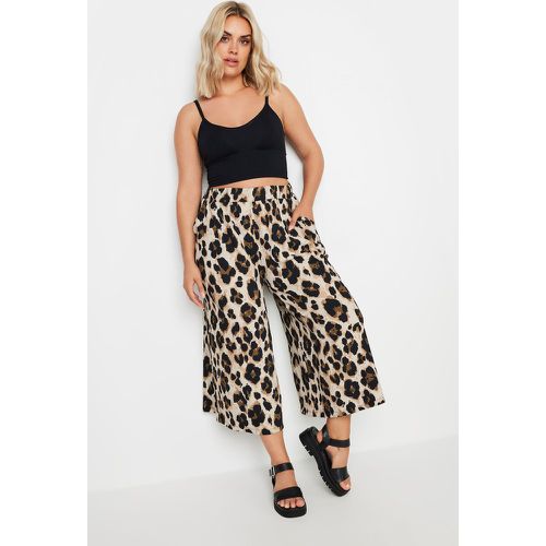 Curve Beige Brown Leopard Print Textured Culottes, Grande Taille & Courbes - Yours - Modalova