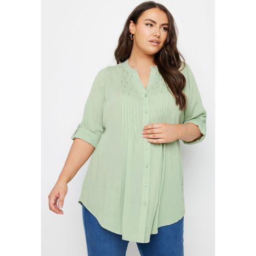 Curve Mint Green Pintuck Embellished Shirt, Grande Taille & Courbes - Yours - Modalova