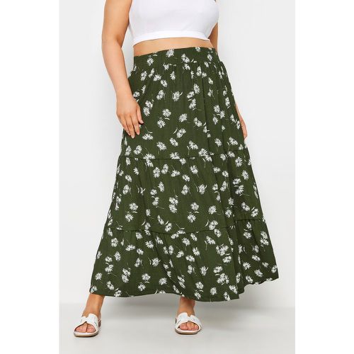 Curve Green Floral Print Tiered Maxi Skirt, Grande Taille & Courbes - Yours - Modalova