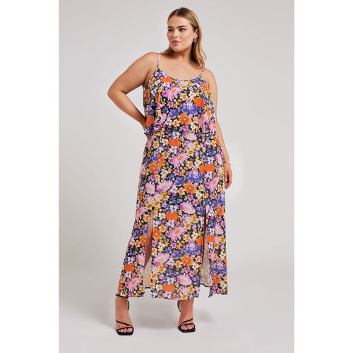 Curve Black Floral Print Overlay Maxi Dress, Grande Taille & Courbes - Yours London - Modalova