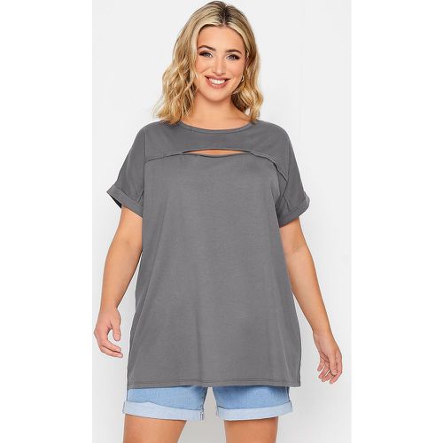 Curve Grey Cut Out Tshirt, Grande Taille & Courbes - Yours - Modalova