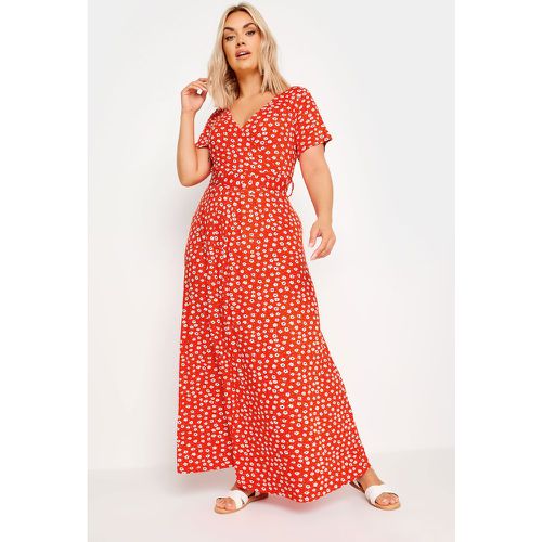 Robe Maxi Cachecoeur Rouge Floral , Grande Taille & Courbes - Yours - Modalova