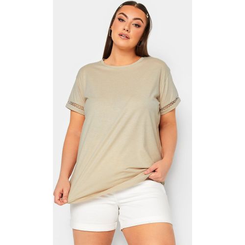 Tshirt Beige Manches Courtes Crochet , Grande Taille & Courbes - Limited Collection - Modalova