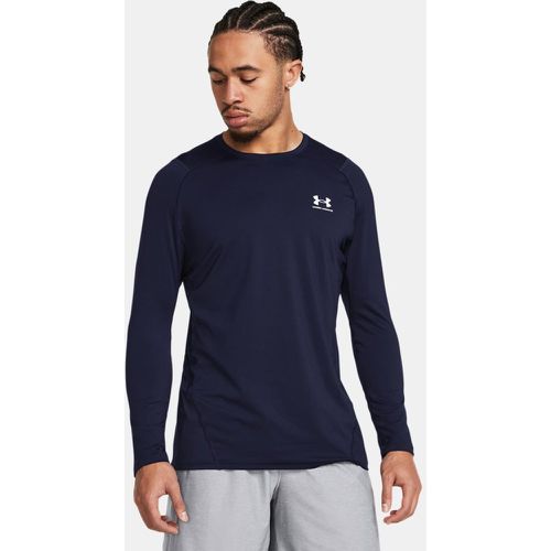 Haut à manches longues ajusté HeatGear® Midnight Marine / Blanc S - Under Armour - Modalova