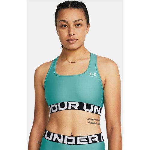 Brassière de sport HeatGear® Armour Mid Branded Radial Turquoise / Blanc XS - Under Armour - Modalova