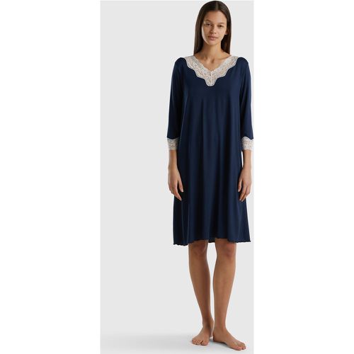 Benetton, Chemise De Nuit Avec Détails En Dentelle, taille L, Bleu Foncé - United Colors of Benetton - Modalova