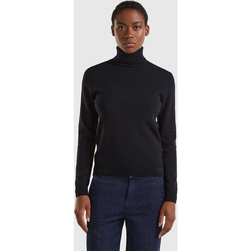 Benetton, Pull Chaud Noir À Col Roulé En Pure Laine Mérinos, taille L, Noir - United Colors of Benetton - Modalova