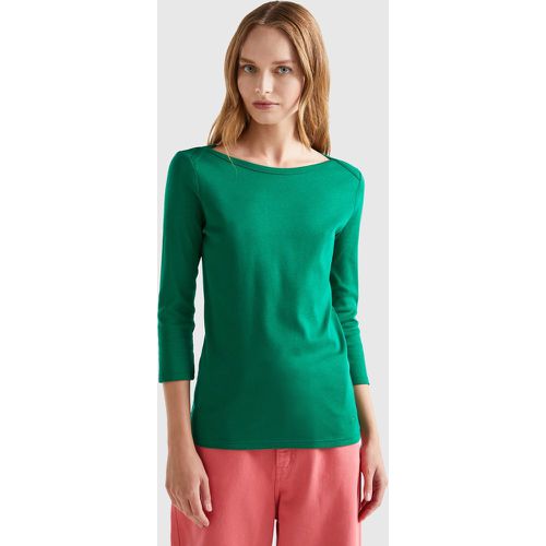 Benetton, T-shirt Encolure Bateau 100 % Coton, taille XS, Vert - United Colors of Benetton - Modalova