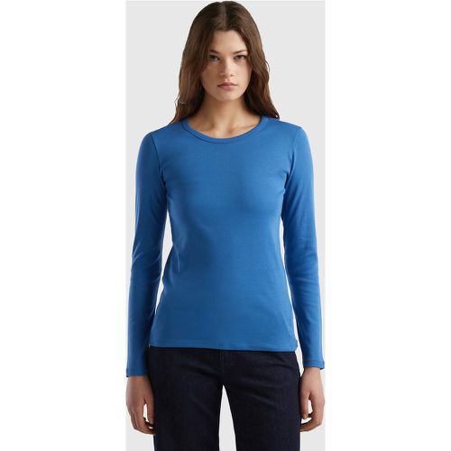 Benetton, T-shirt Manches Longues En Pur Coton, taille L, Bleu - United Colors of Benetton - Modalova