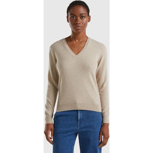 Benetton, Pull Avec Col En V En Pure Laine Mérinos, taille L, - United Colors of Benetton - Modalova