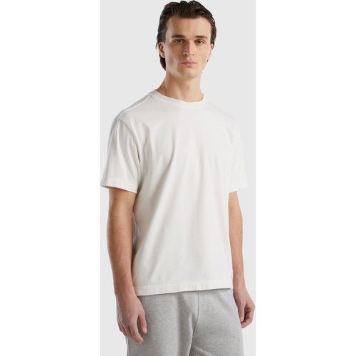 Benetton, T-shirt À Col Rond En 100 % Coton Bio, taille XXL, Crème - United Colors of Benetton - Modalova